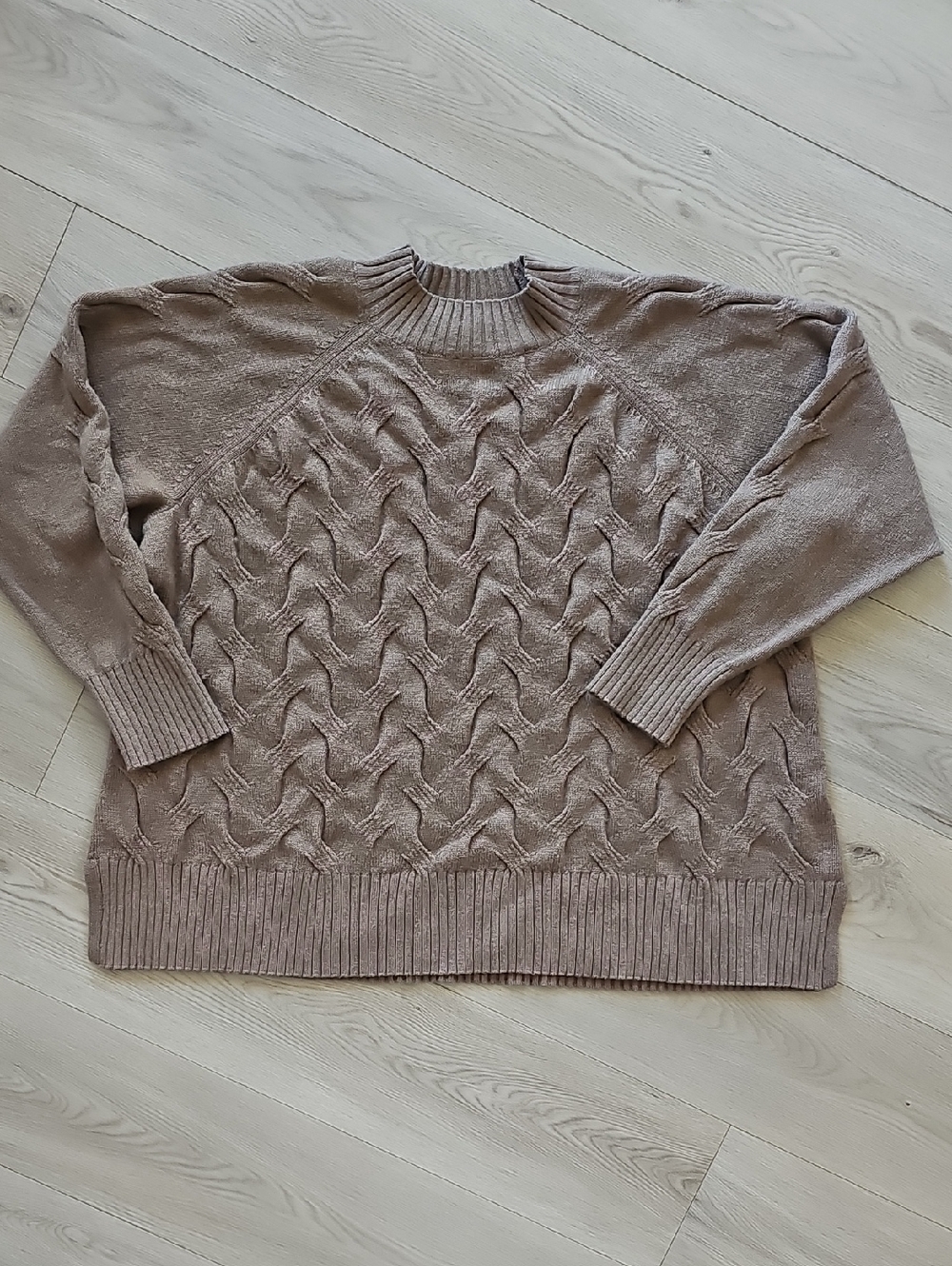 Ulla Popken Merino Wool Cashmere Wavy Cable Knit Pullover Mockneck Sz 28